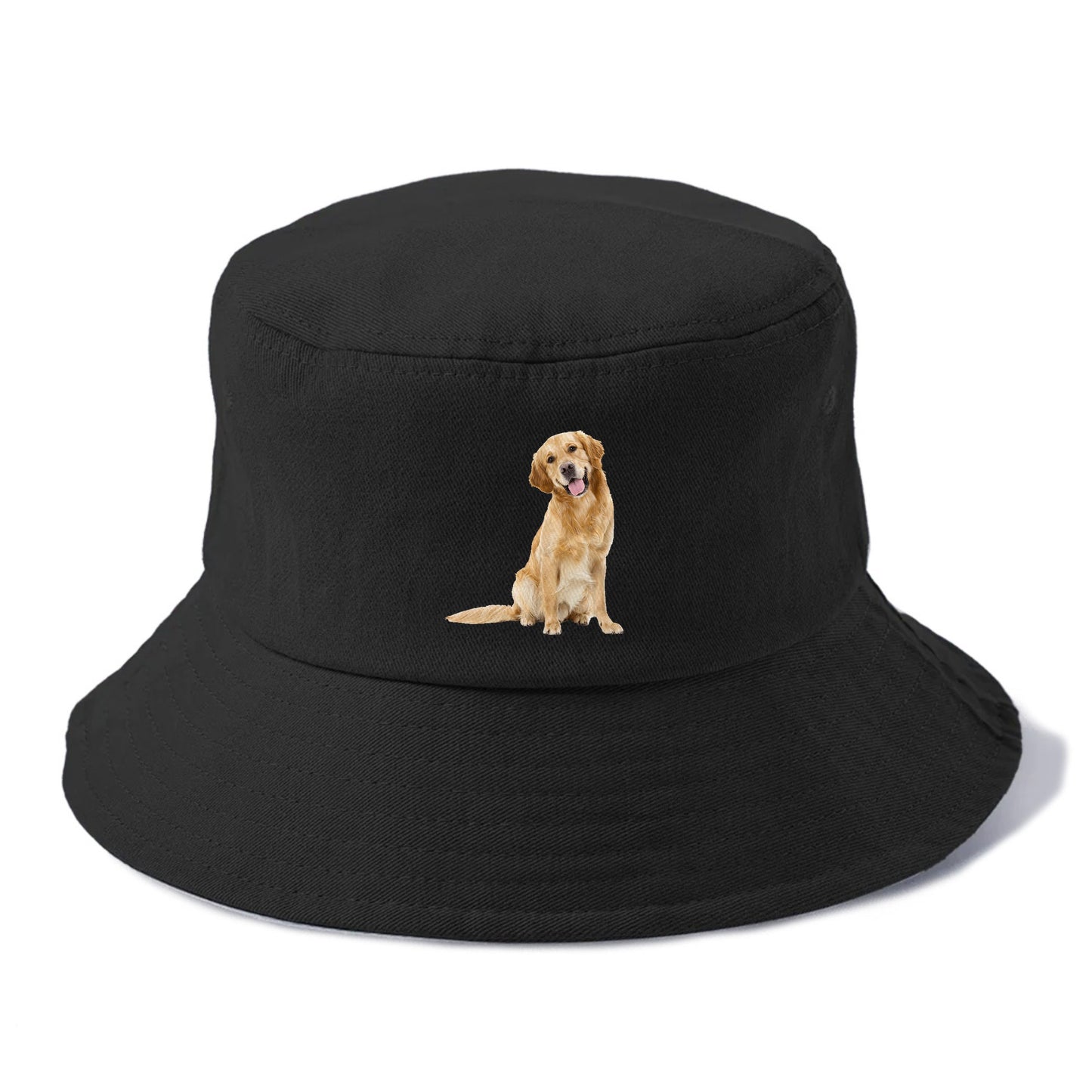 Joyful golden retriever with a radiant smile Hat