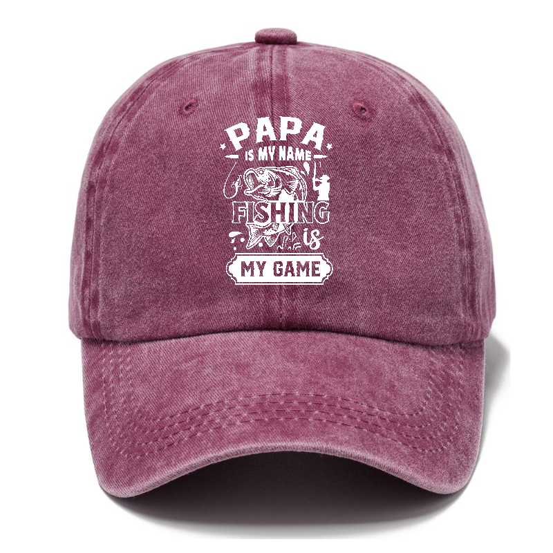 papa is my name fishing is my game Hat