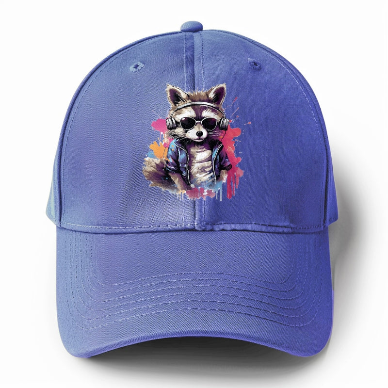 raccoon with headphones Hat