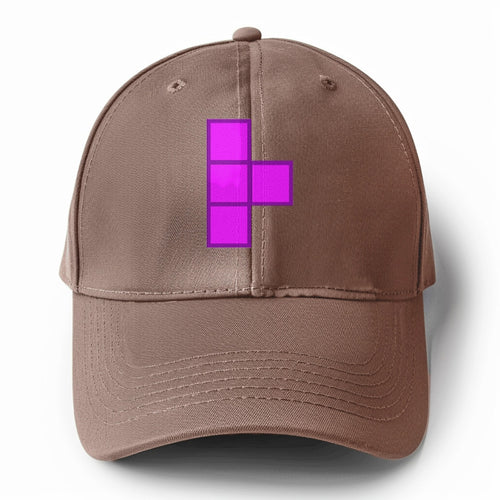 Retro 80s Tetris Blocks Purple Solid Color Baseball Cap