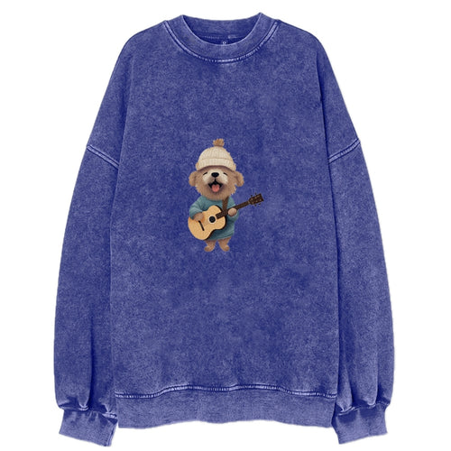 Dog Playiing Guitar! Vintage Sweatshirt