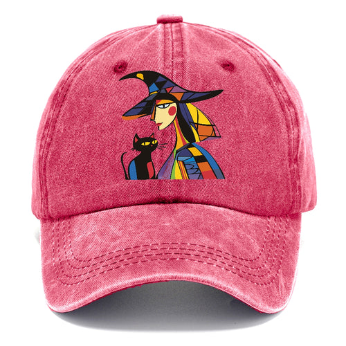 Stylized Witch With Cat Classic Cap