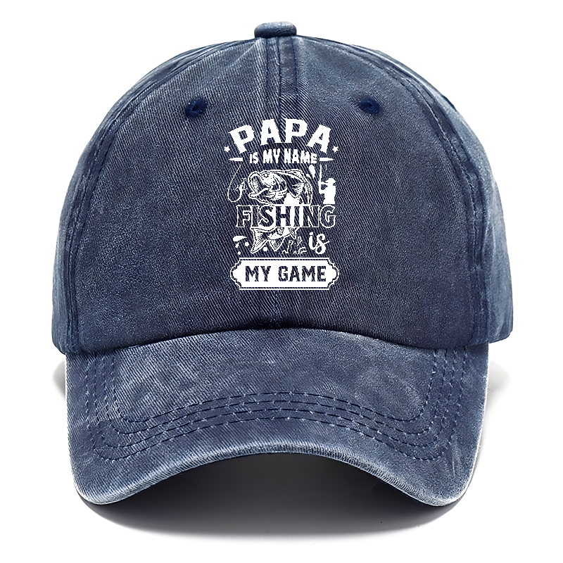 papa is my name fishing is my game Hat