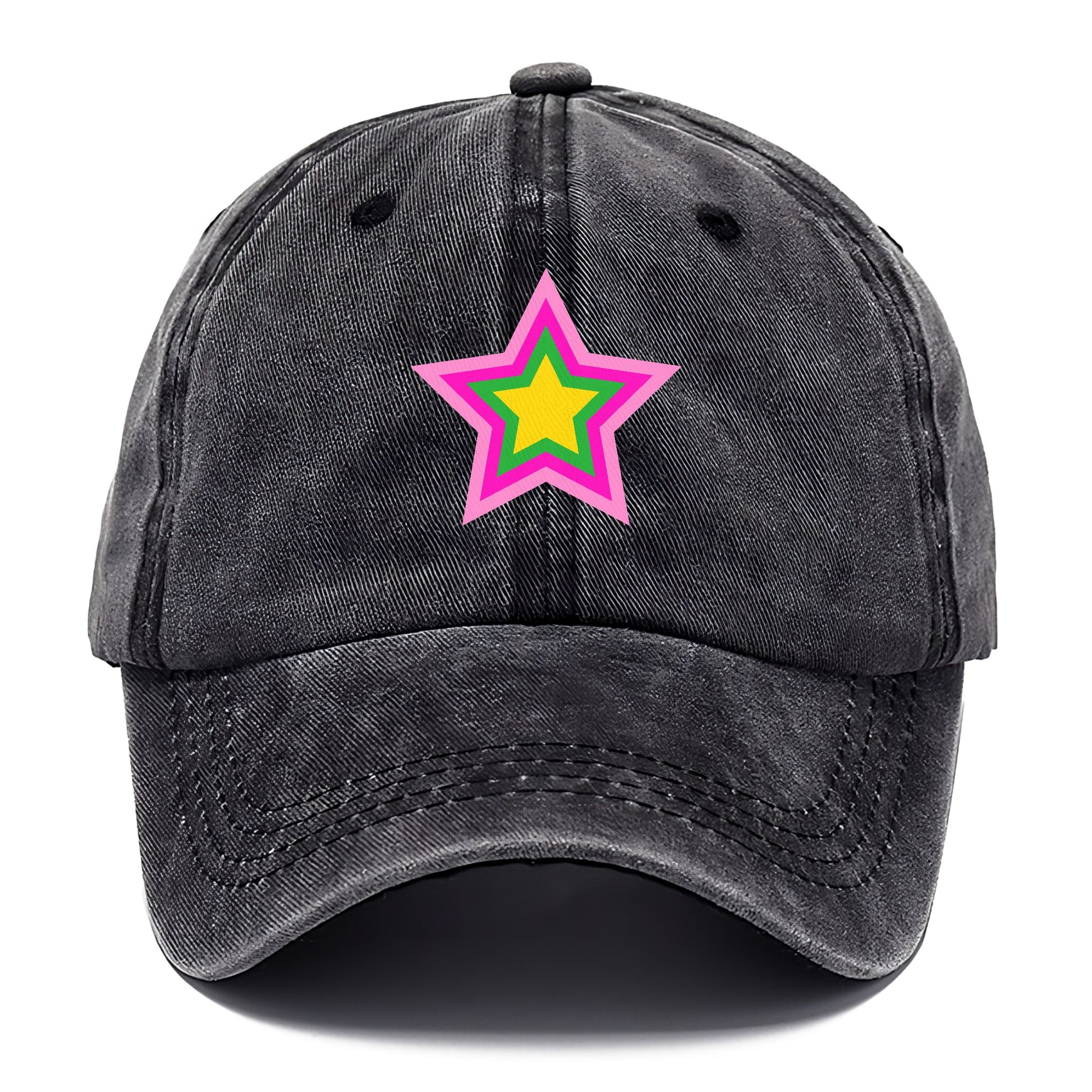 Retro 80s Star Rainbow Pink Hat