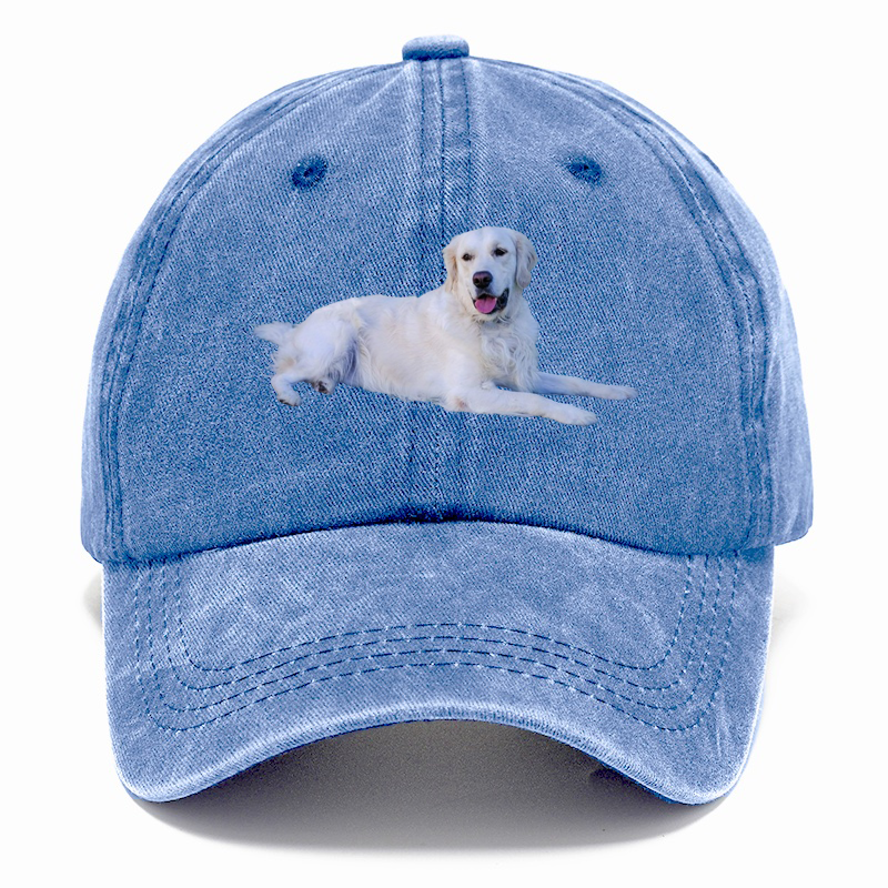 White Golden Retriever Laying Down Classic Cap