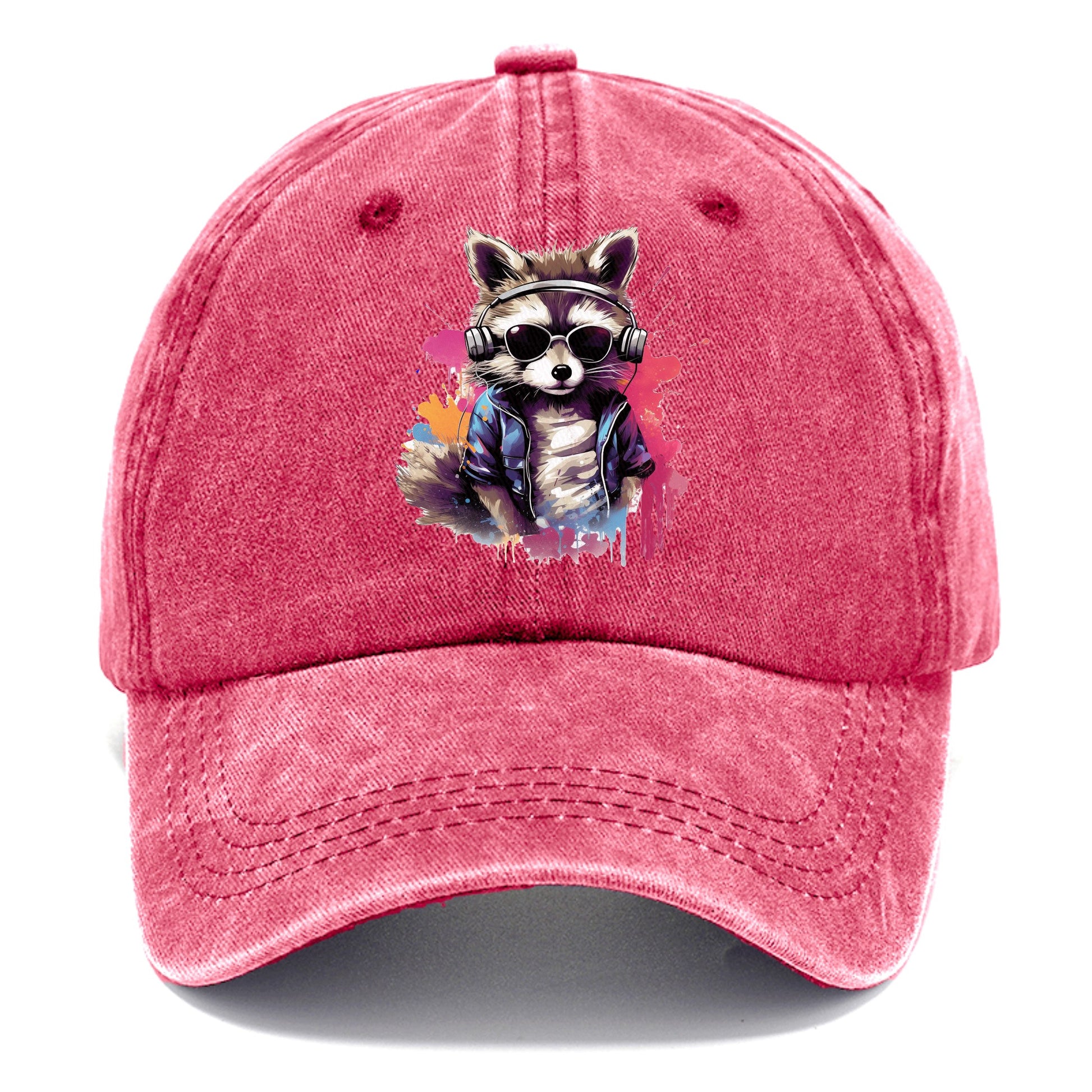 raccoon with headphones Hat