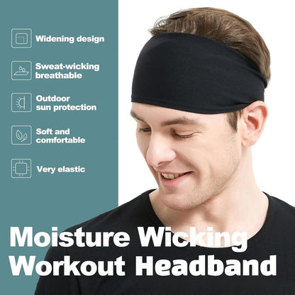 Sports Headbands for Men, Moisture Wicking Running Headband, Sweatband Headbands for Workout, Cycling, Football, Yoga, Hairband for Women and Men