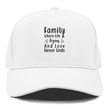 Family where life begins and love never ends Hat