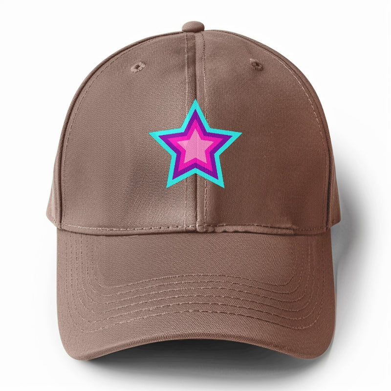 Retro 80s Star Rainbow Blue Hat