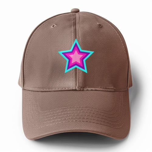 Retro 80s Star Rainbow Blue Solid Color Baseball Cap