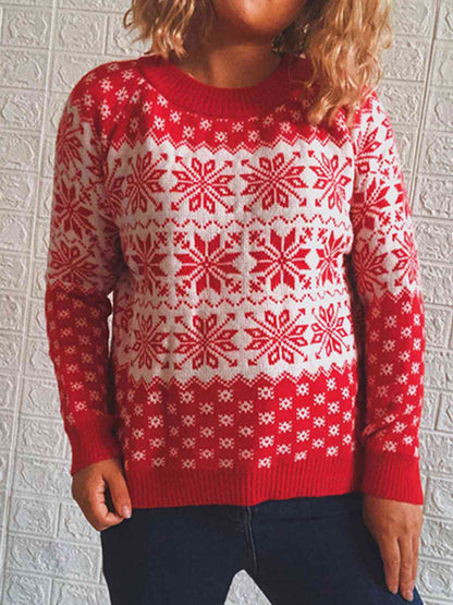 Snowflake Pattern Long Sleeve Sweater