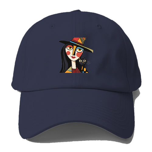 Stylized Witch With Cat 2 Baseball Cap