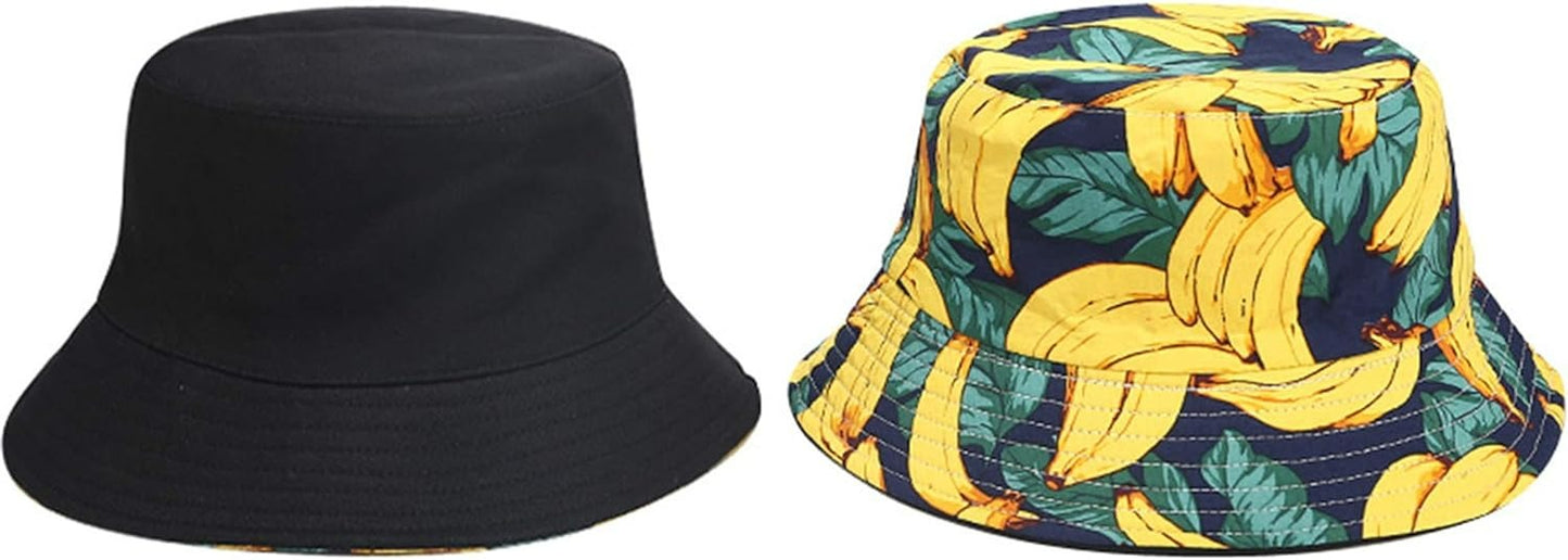 Pandaize Unisex Print Double-Side-Wear Reversible Bucket Hat