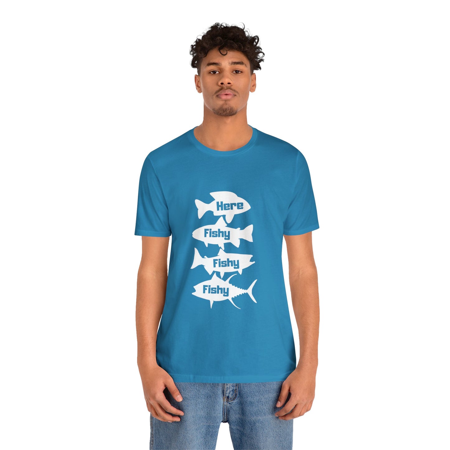 Aquí Fishy Fishy Fishy Unisex Jersey camiseta de manga corta