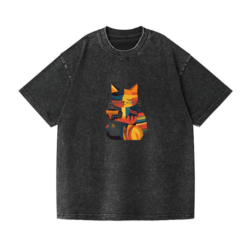 Coffee Time Cat Vintage T-shirt