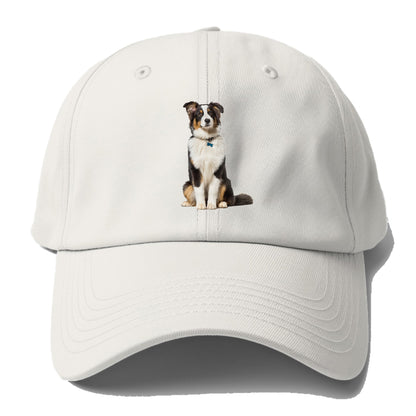 Attentive Australian Shepherd sitting upright Hat