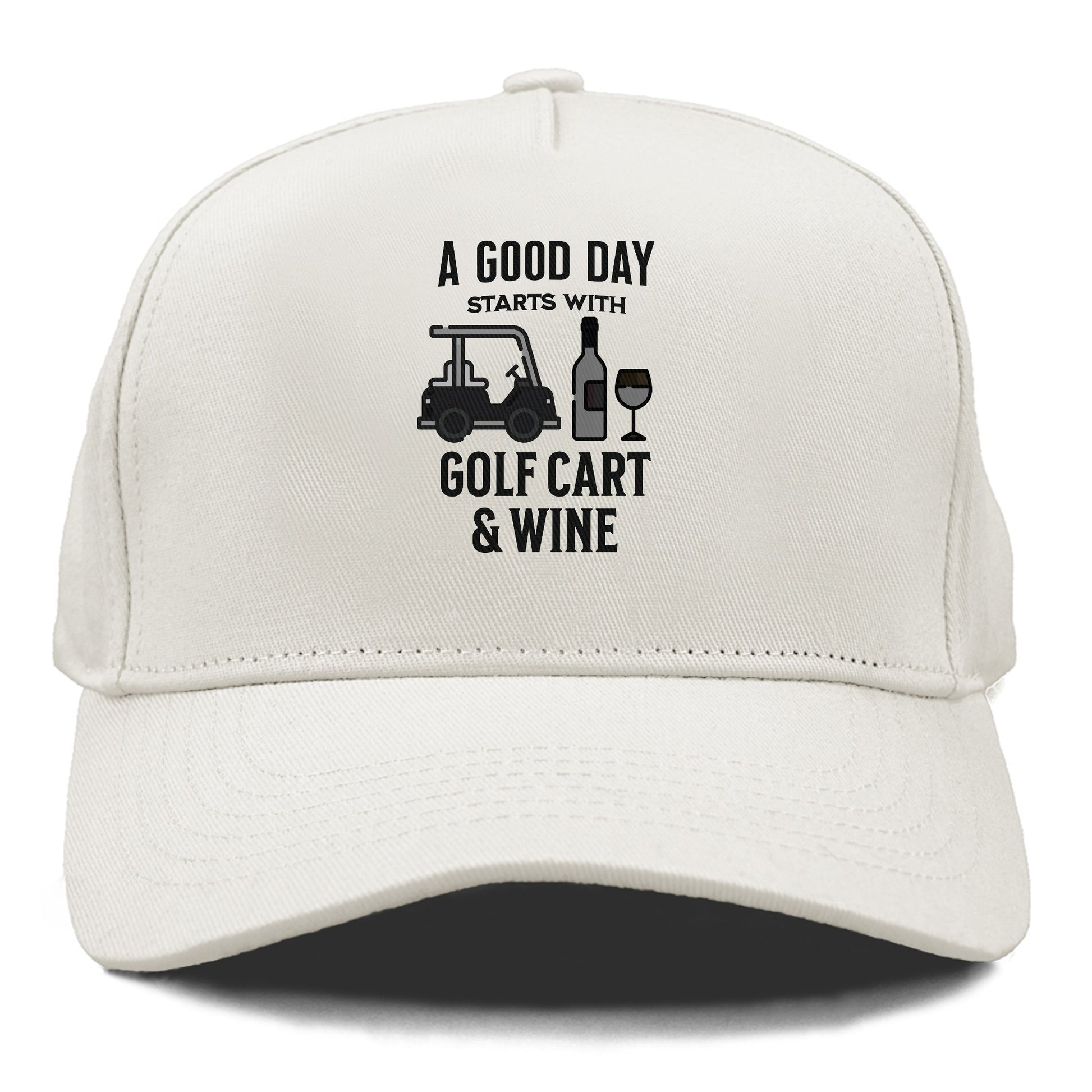 a good day starts with golf cart & wine Hat