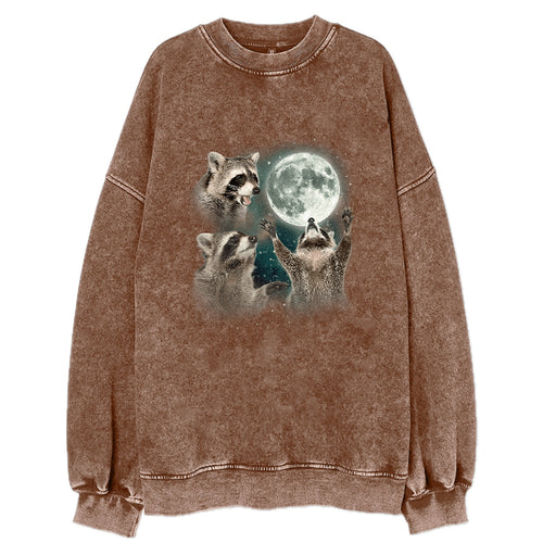 Racoons Howling At The Moon Vintage Sweatshirt