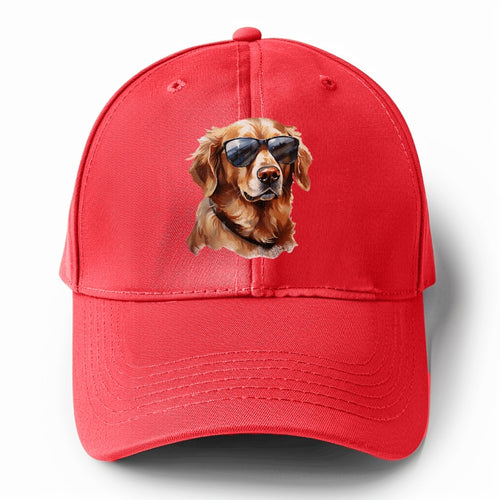 Golden Retriever In Sun Glasses Solid Color Baseball Cap