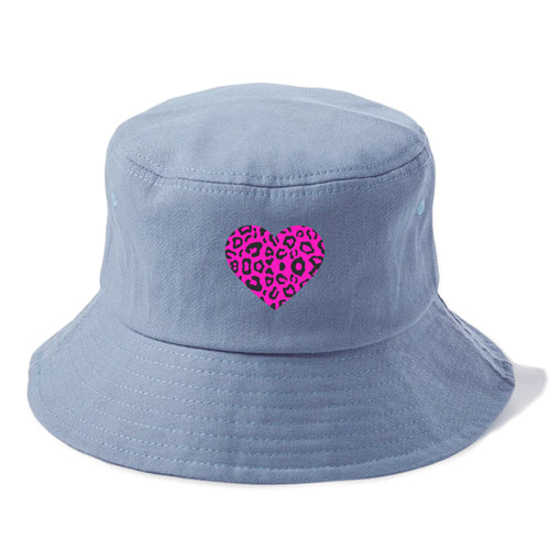 Retro 80s Heart Cheetah Print Bucket Hat