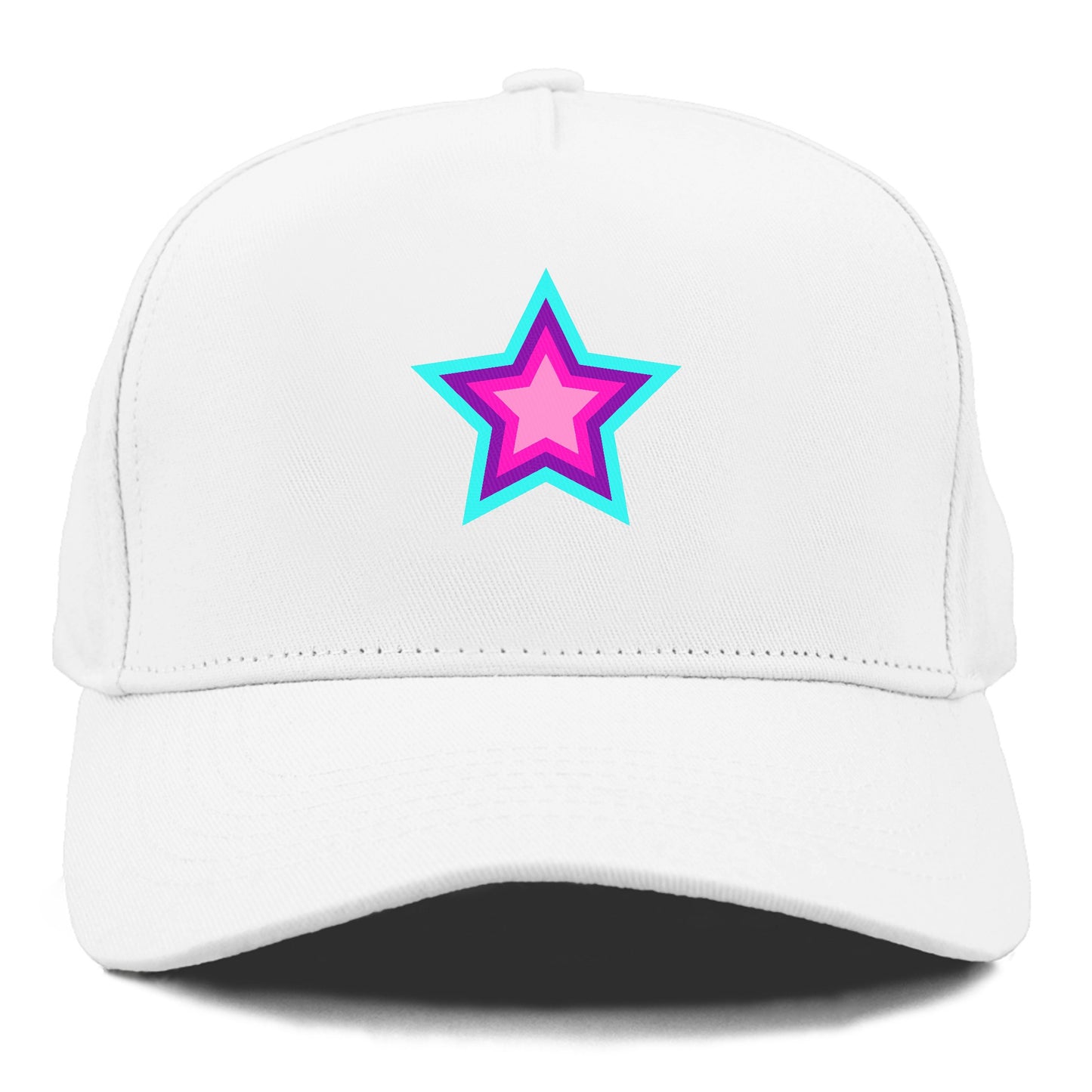 Retro 80s Star Rainbow Blue Hat