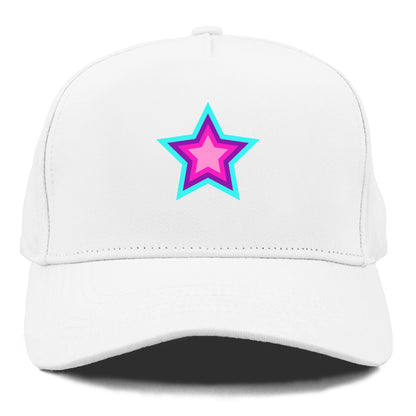 Retro 80s Star Rainbow Blue Hat