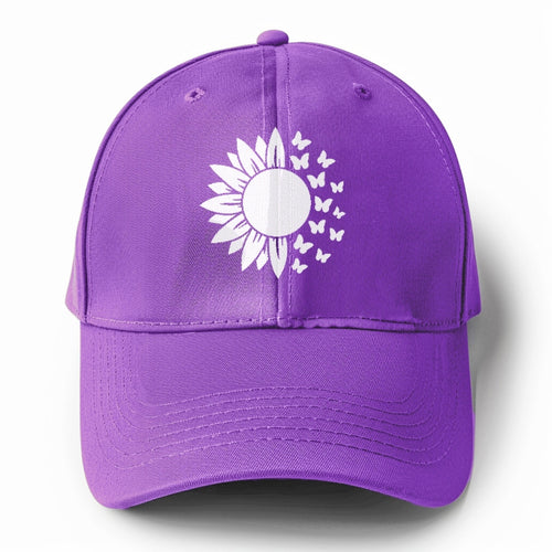 Sunflower Butterflies Solid Color Baseball Cap