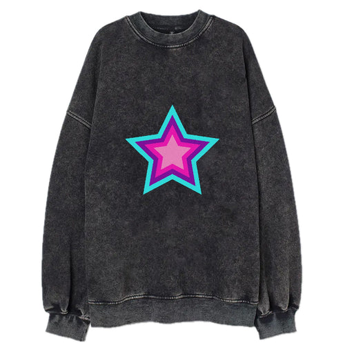 Retro 80s Star Rainbow Blue Vintage Sweatshirt