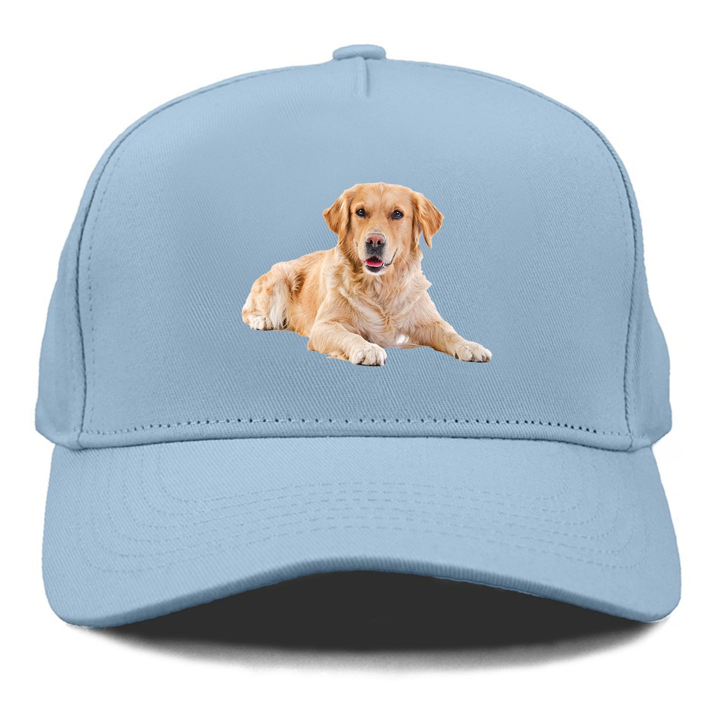 Golden Retriever laying dow Hat