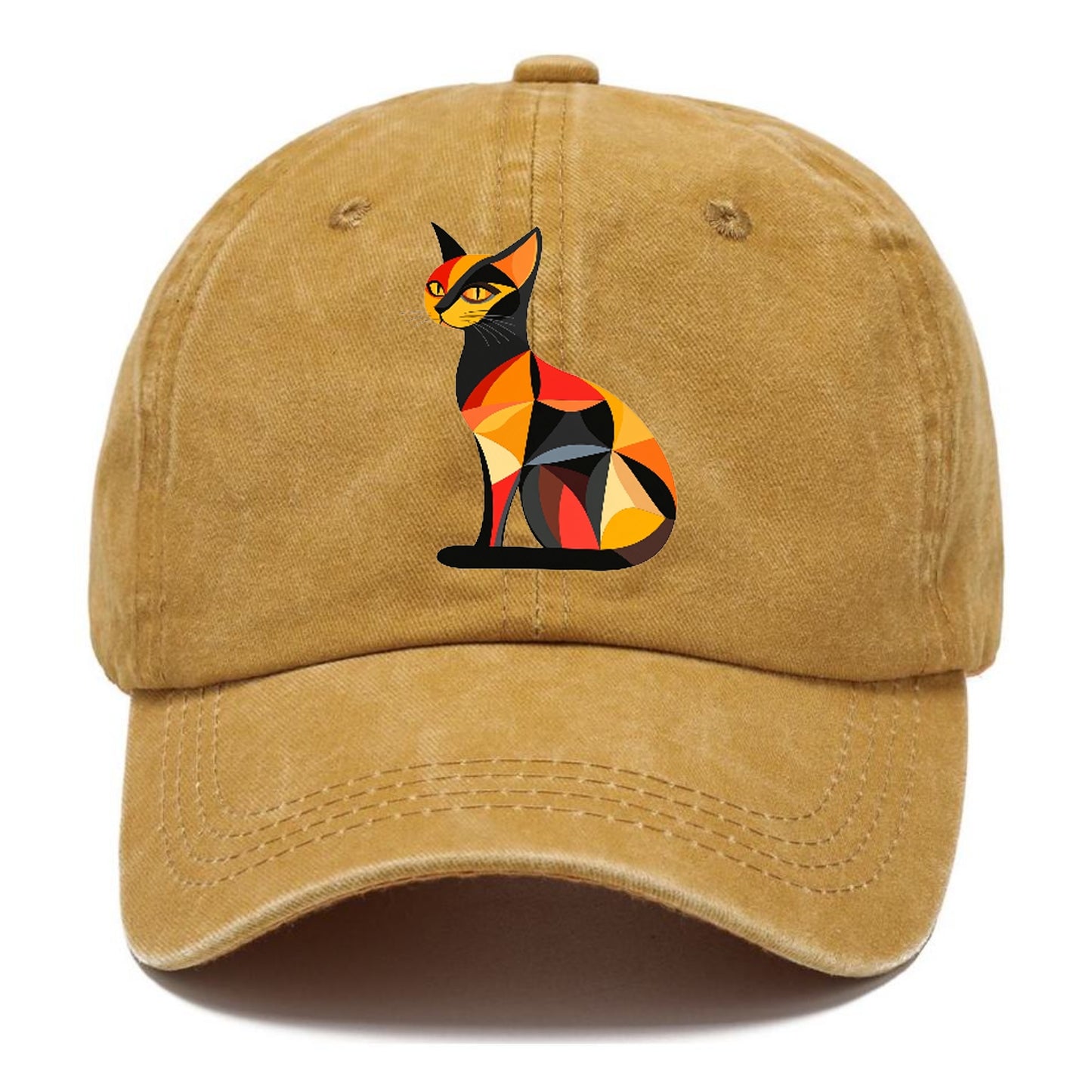 Geometric Cat in Thought Hat