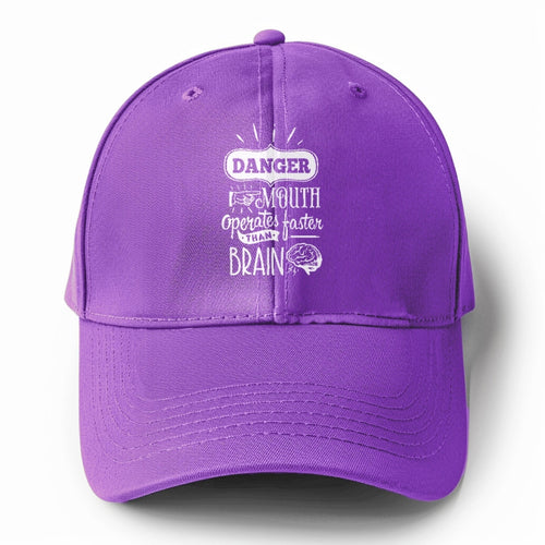 Danger Mouth Operates Faster Than Brain Solid Color Baseball Cap
