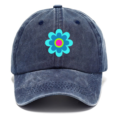 Retro 80s Flower Blue Hat