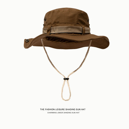 Western Cowboy Hat - Drawstring Fishing Hat with Wide Brim for Summer Sun Protection, Outdoor Fishing, and Hiking