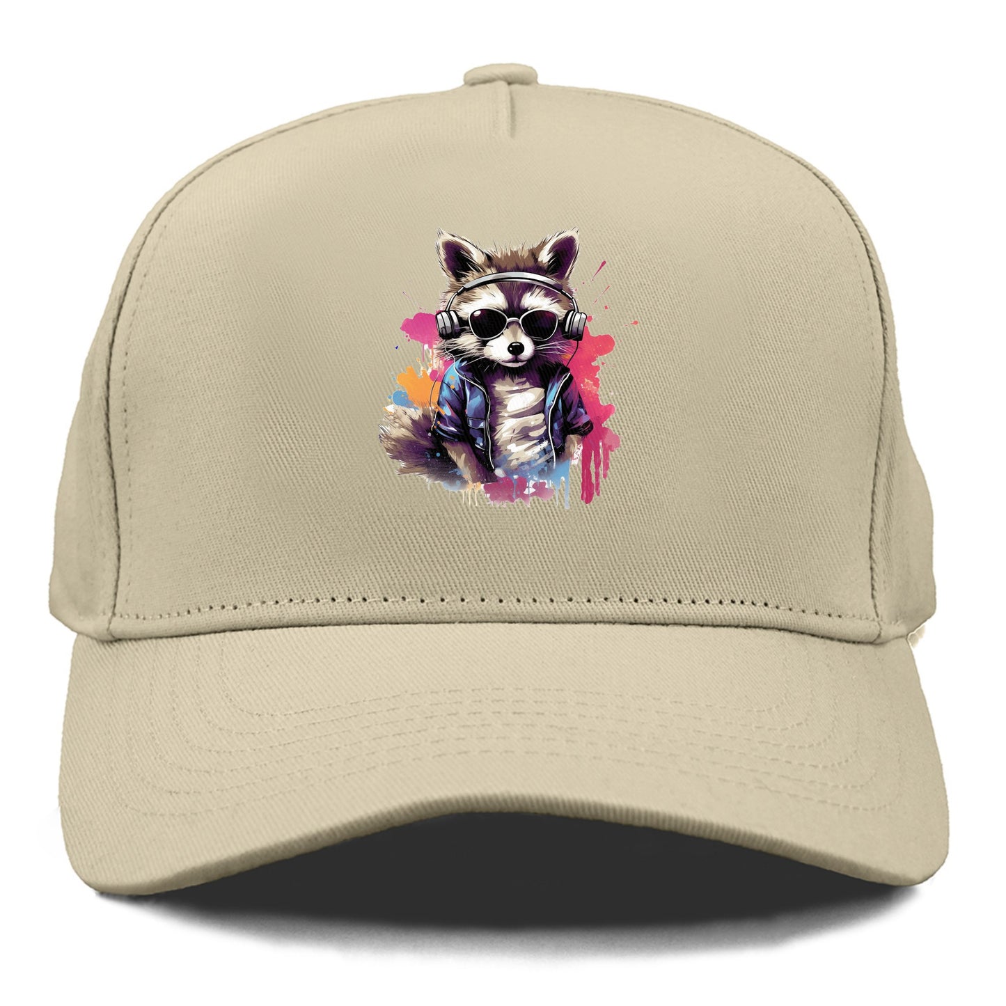 raccoon with headphones Hat