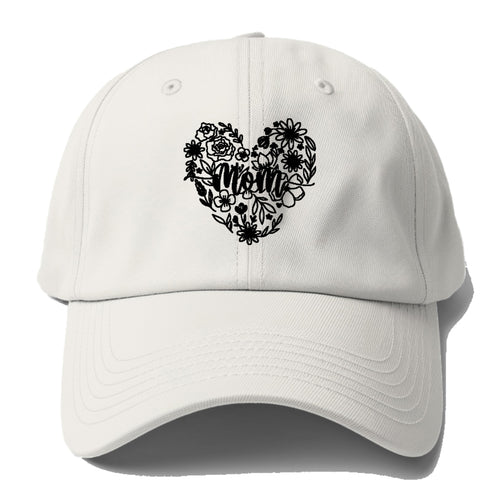 Mom Floral Heart Baseball Cap For Big Heads