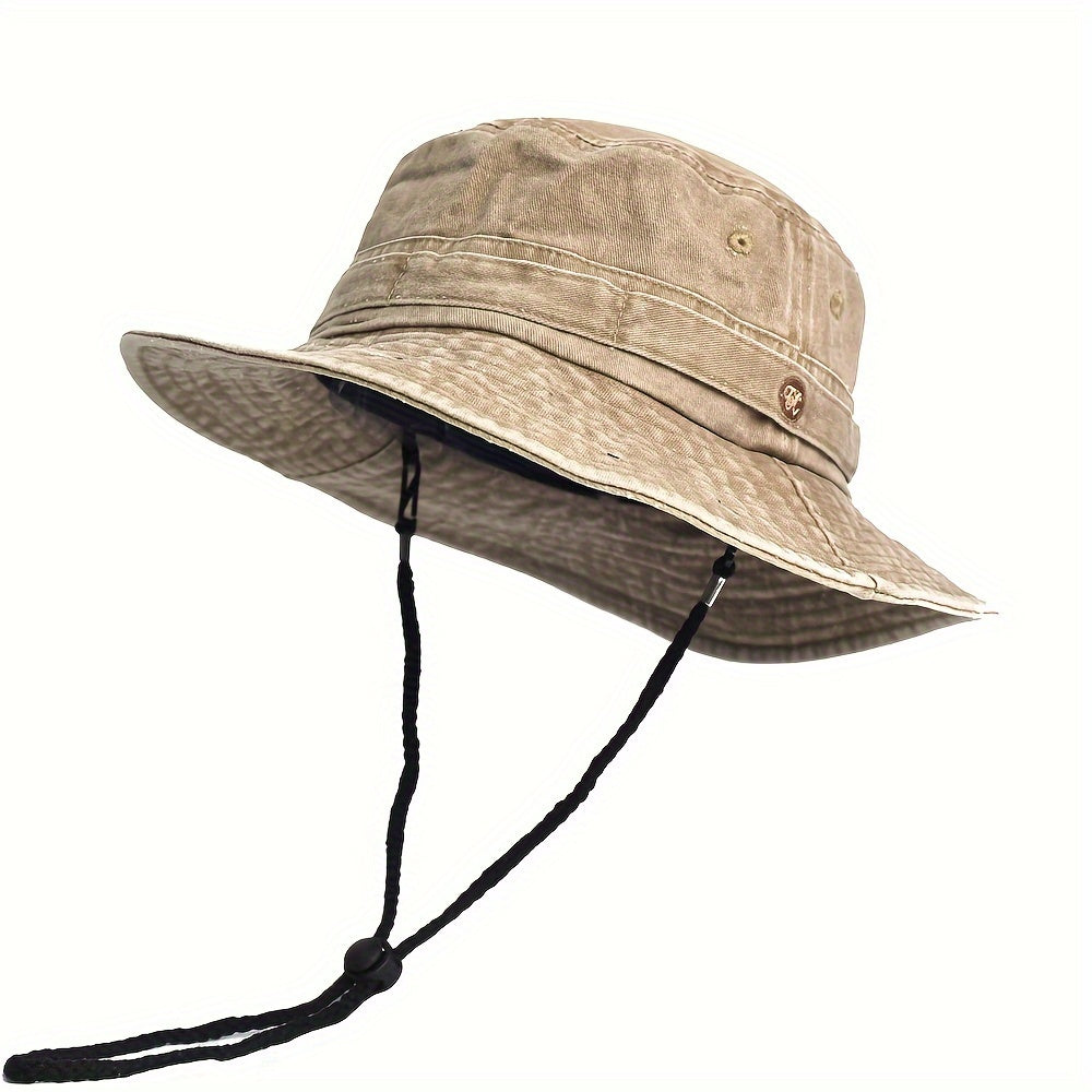 Pandaize Spring Summer Washed Cotton Bucket Hat for Men and Women - Panama Hat Fishing Hunting Cap for Outdoor Sun Protection