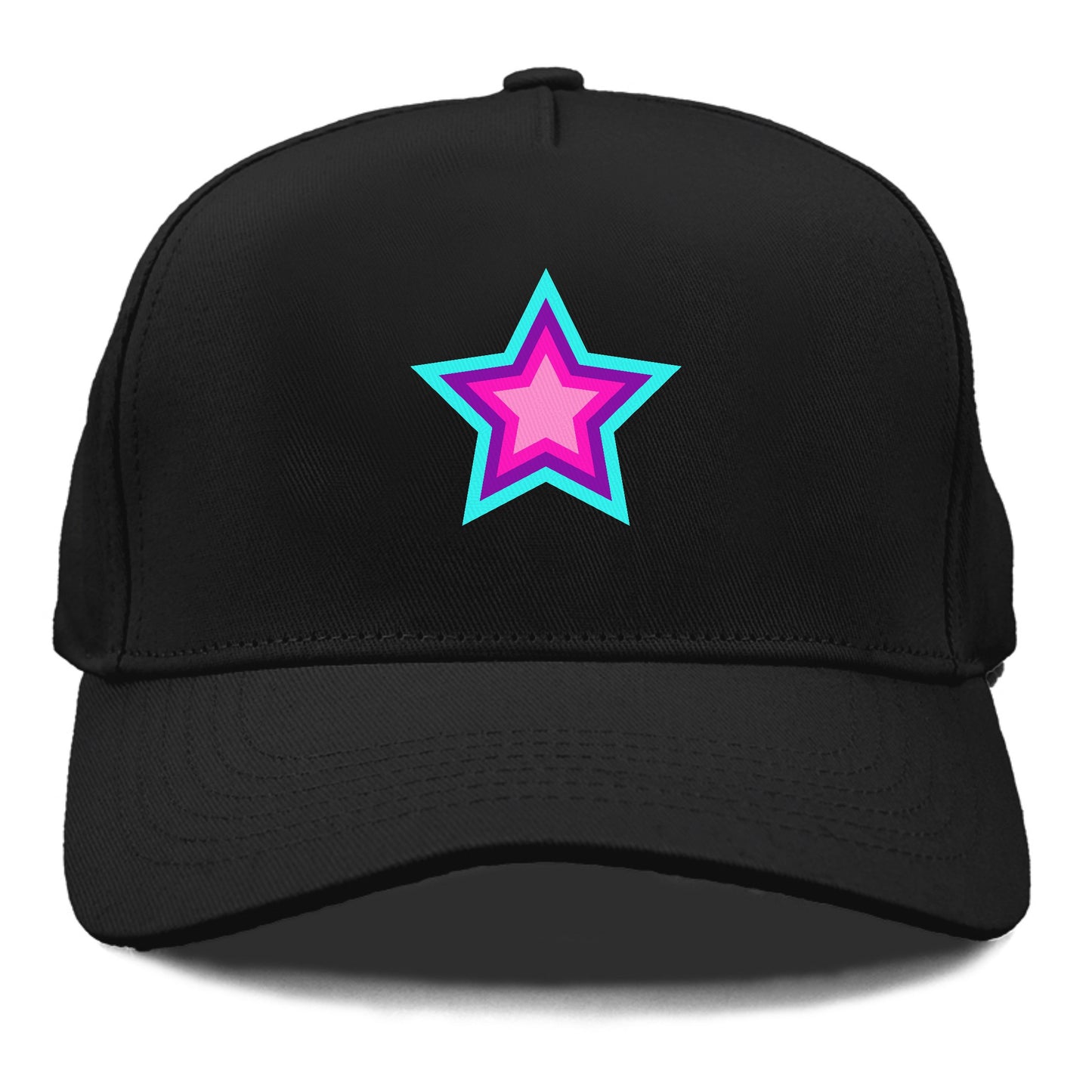 Retro 80s Star Rainbow Blue Hat