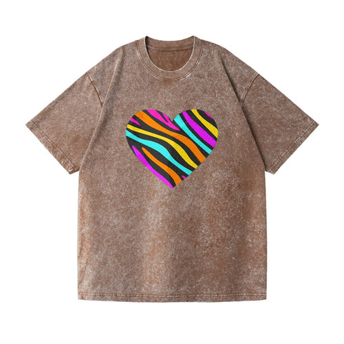 Retro 80s Heart Zebra Print Vintage T-shirt