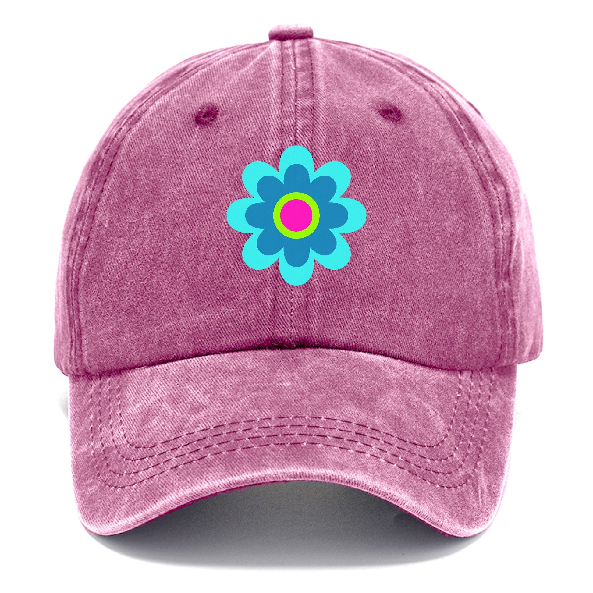 Retro 80s Flower Blue Hat