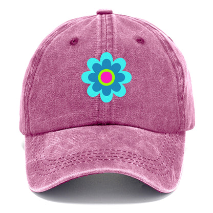 Retro 80s Flower Blue Hat