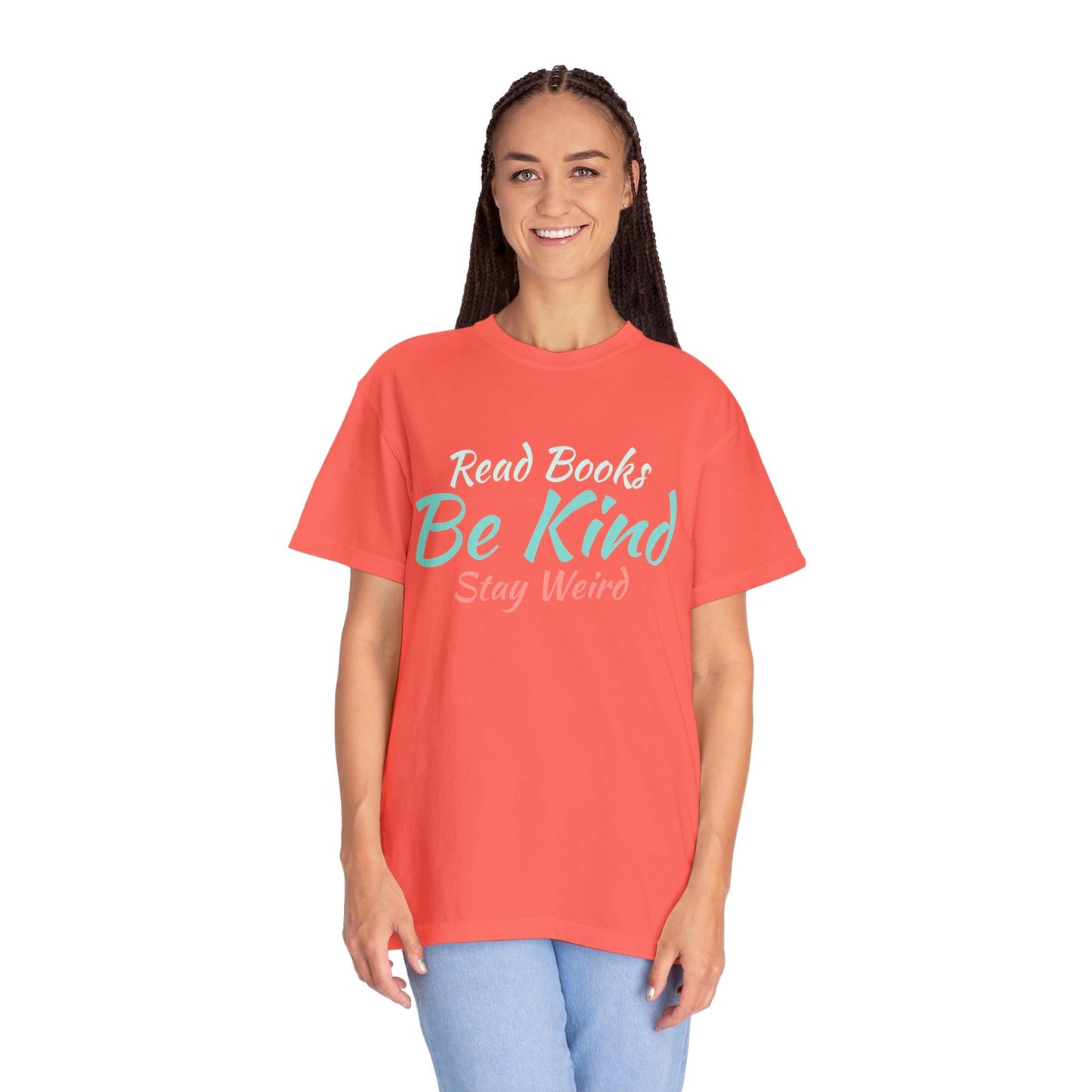 Quirky Wisdom: Embrace Individuality with the 'Read Books, Be Kind, Stay Weird' Unisex Heavy Cotton Tee - Pandaize