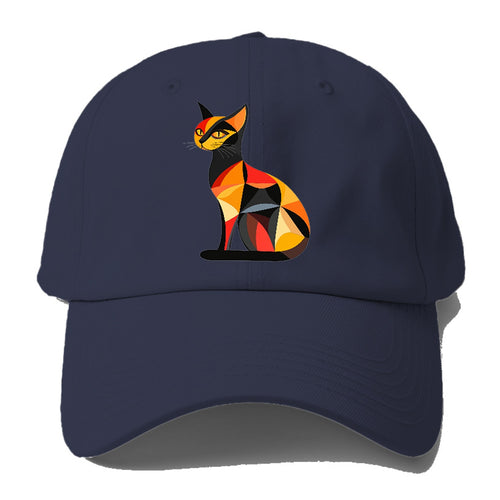 Geometric Cat In Thought Baseball Cap