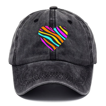 Retro 80s Heart Zebra Print Hat