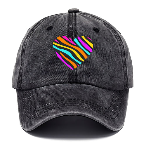 Retro 80s Heart Zebra Print Classic Cap