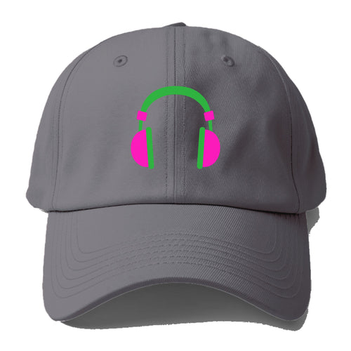 Retro 80s Headphones Pink Baseball Cap