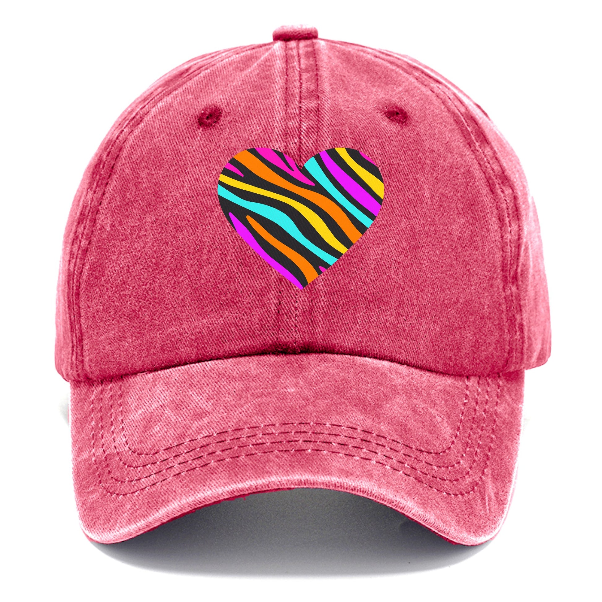 Retro 80s Heart Zebra Print Hat