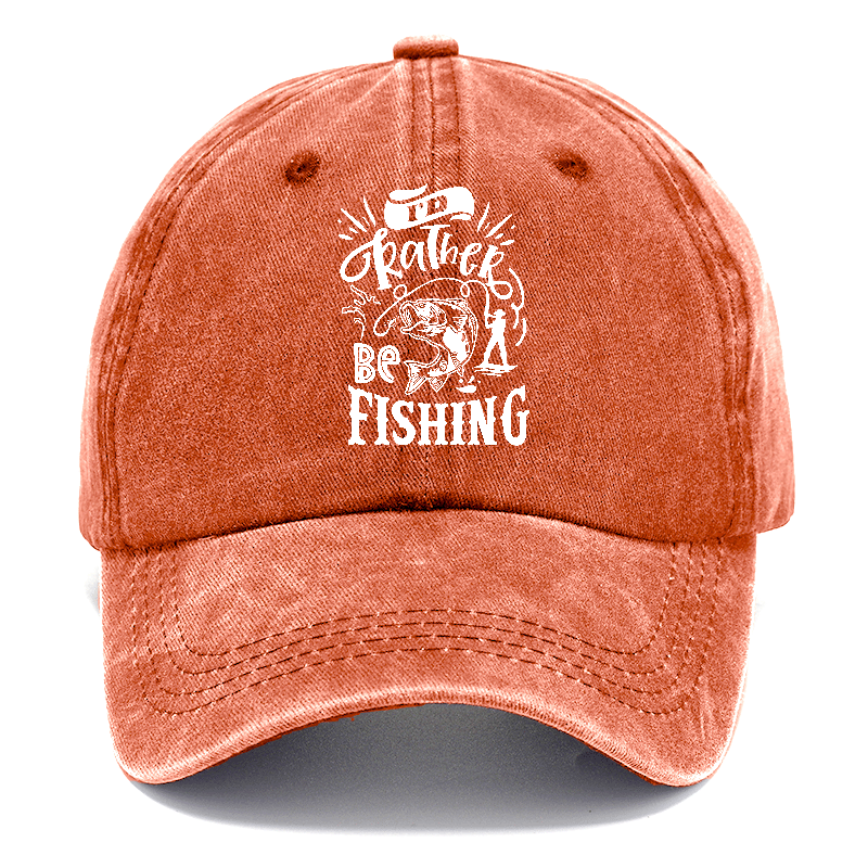 I'd Rather Be Fishing Trucker Hat Denim Baseball Cap Cotton Fits Men Women