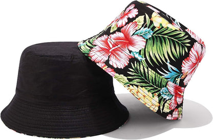 Pandaize Sombrero de cubo reversible con estampado unisex de doble cara 