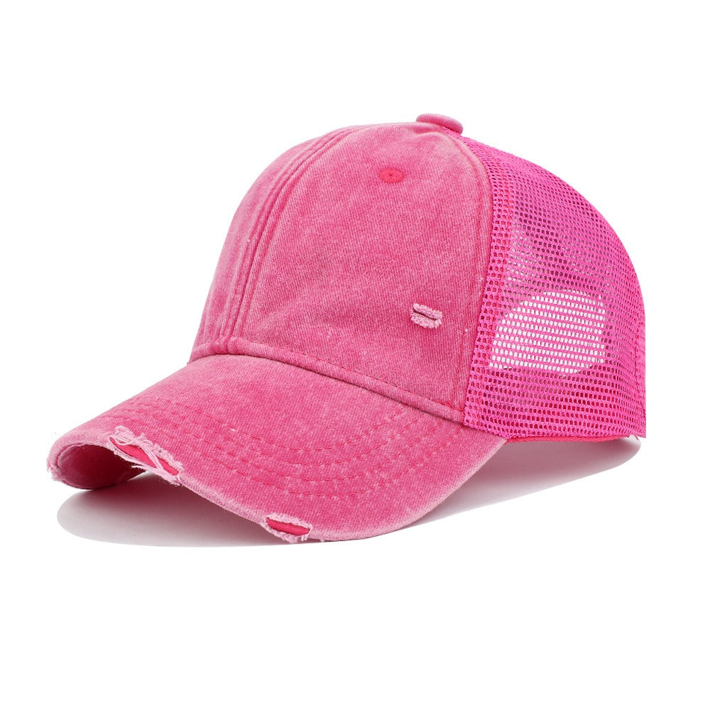 Gorra de béisbol lavada envejecida unisex: gorra de protección solar transpirable de verano, nuevo diseño informal de malla hueca