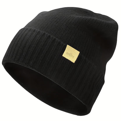 Pandaize Gorro de punto de lana merino premium | Gorra unisex de color sólido para invierno